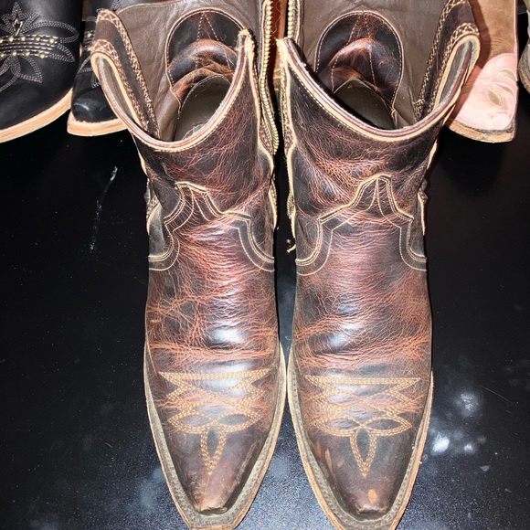 Women's Brown Leather Ankle Boots - Picture 3 of 7